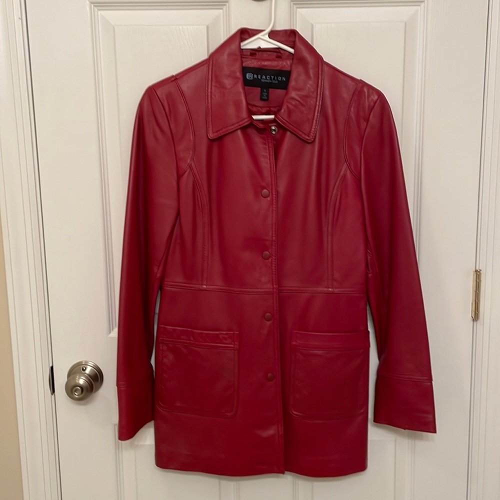 Holiday Red Leather Jacket/Kenneth Cole